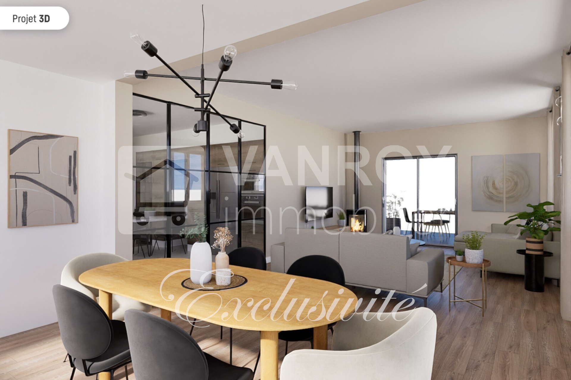 Exclusivité - Arcachon – Abatilles - Rare, villa avec potentiel - Projet d'aménagement 3D - Vue salle à manger