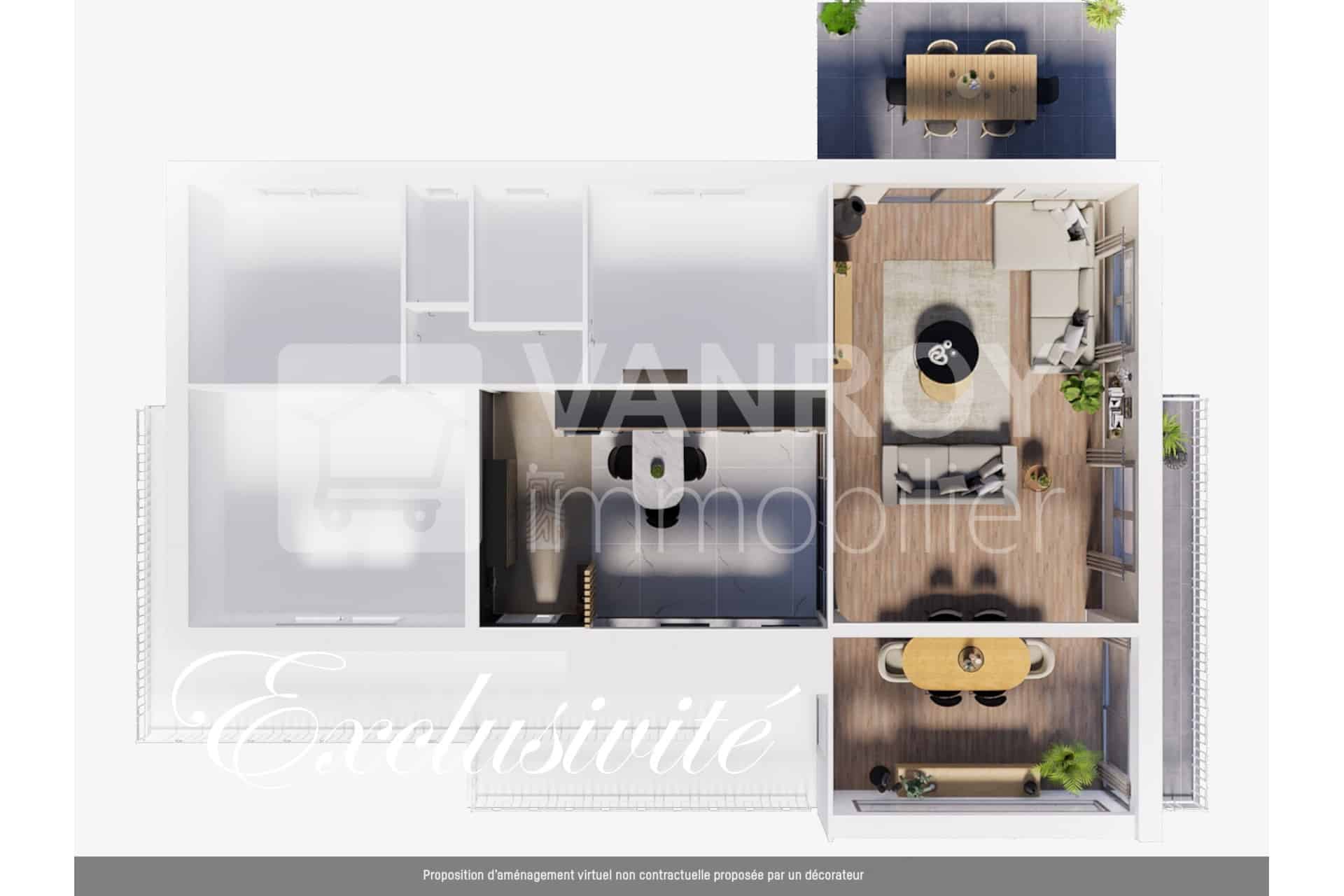 Exclusivité - Arcachon – Abatilles - Rare, villa avec potentiel - Projet d'aménagement 3D - Vue de dessus